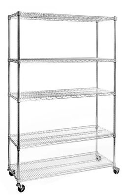 5-Shelf Chrome Super Adjustable Stem Caster Cart