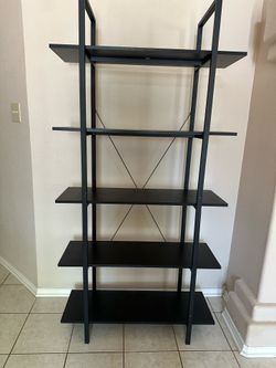 Metal and wood shelves Black