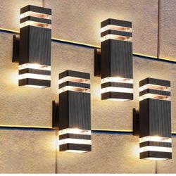 4 Pack Up and Down Lights Outdoor Light Fixture,14W IP65 3000K 1100LM Warm White Outside Door Lights, Wall Light Fixtures for Porch Patio Garage,Moder