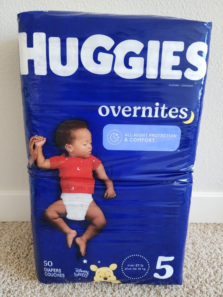 Huggies Overnights All Night Protection And Comfort Diapers 50 Count Size 5