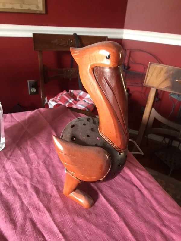 Pelican night light. Stands on a table or a shelf. Good for a child’s room