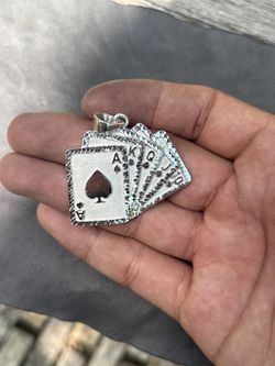 925 Silver Playing Cards Poker Pendant