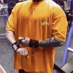 camiseta deportiva de cuello redondo, camiseta de verano de algodón de gran tamaño, camiseta de entrenamiento para correr, ropa de calle para hombre, 