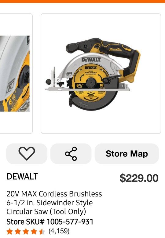 20V MAX Cordless Brushless 6-1/2 in. Sidewinder Style Circular Saw (Tool Only)