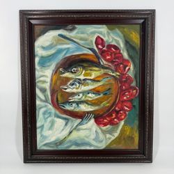 Chaim Soutine Fish and Tomatoes 1924 Hand Painted Oil Reproduction Framed