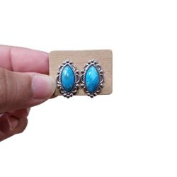 Silver Toned Turquoise Post Earrings
