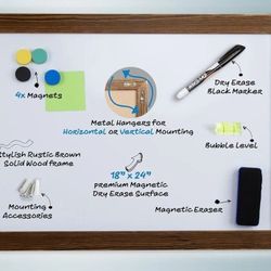 WOOD FRAMED MAGNETIC WHITEBOARD - NEW