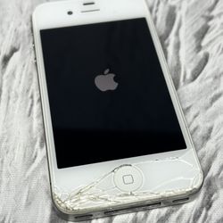 For Parts As-Is Apple iPhone 4s A1387 White Broken Screen And Back