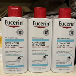 Eucerin Advanced Cleansing Body & Face Cleanser Bundle – 3 Bottles for $20!