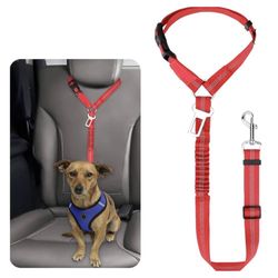 New Red Reflective Stretchable & Adjustable Puppy Dog Car Seat Belt Leash