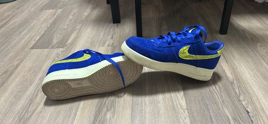 Nike Air Force 1 Low Custom Blue Corduroy “Volt Snakeskin Swoosh” + Betty Boop Charm