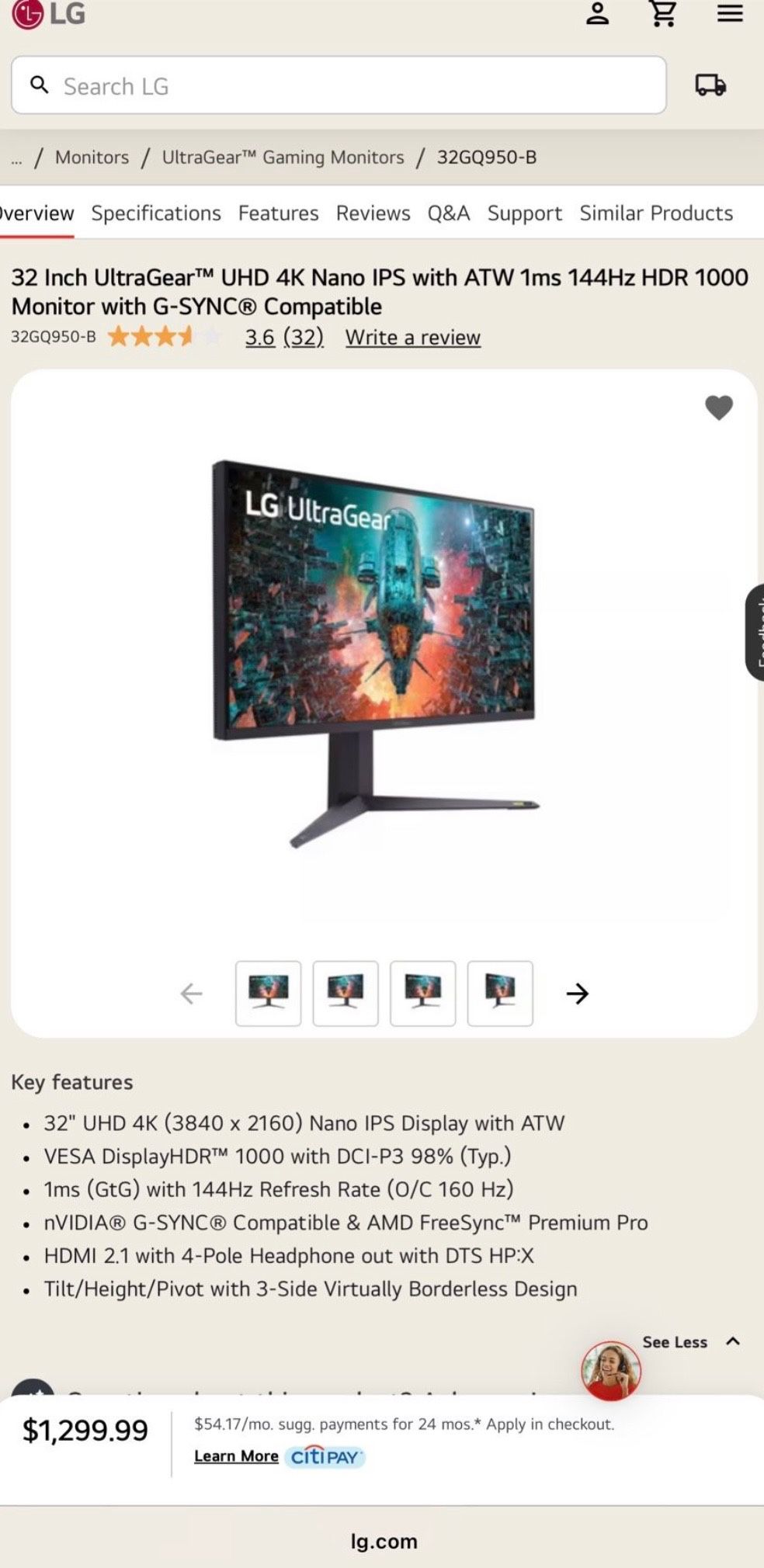 LG Ultra Gear UHD 4K Monitor 