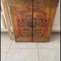 Cool Clean Man Cave Decor. Wood Cabinet With Doors And 9 Compqrtments