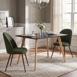 Homy Casa ROOKIE Black + HAVEN Verita Green 3PC 43.3" Dining Set with 2 Chairs Open Box