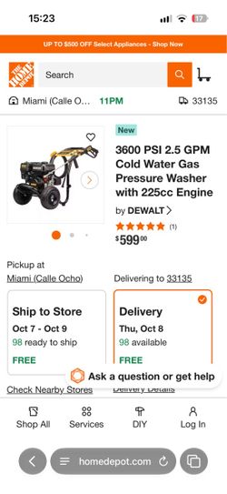 DeWalt pressure washer 3600