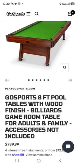 BNIB GoSports 8 Foot Green Pool Table