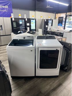 👑SAMSUNG 5.2 CUBIC FT TOP LOAD WASHER WITH GAS DRYER SET👑