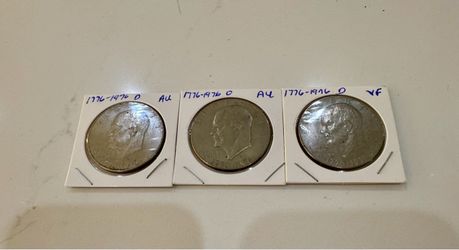 Coin Collectors. 1(contact info removed) D Eisenhower Bicentennial Dollar Coins Set of 3