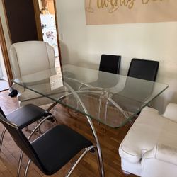 FREE- Glass Dining Table With Chrome Legs, EAST LANSING PICK UP TODAY