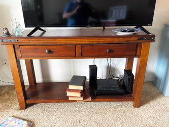 Wood Console Table with Two Drawers