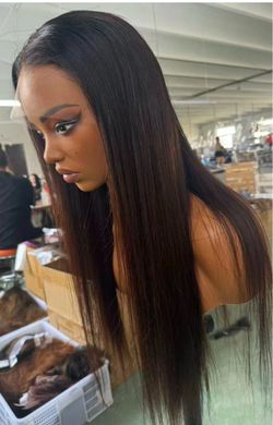 Long Straight Black Lace Front Wig