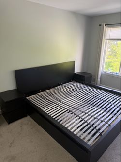 Complete IKEA King Bedroom Set – MALM Bed + HEMNES Dressers + Mirror + Beautyrest King Mattress