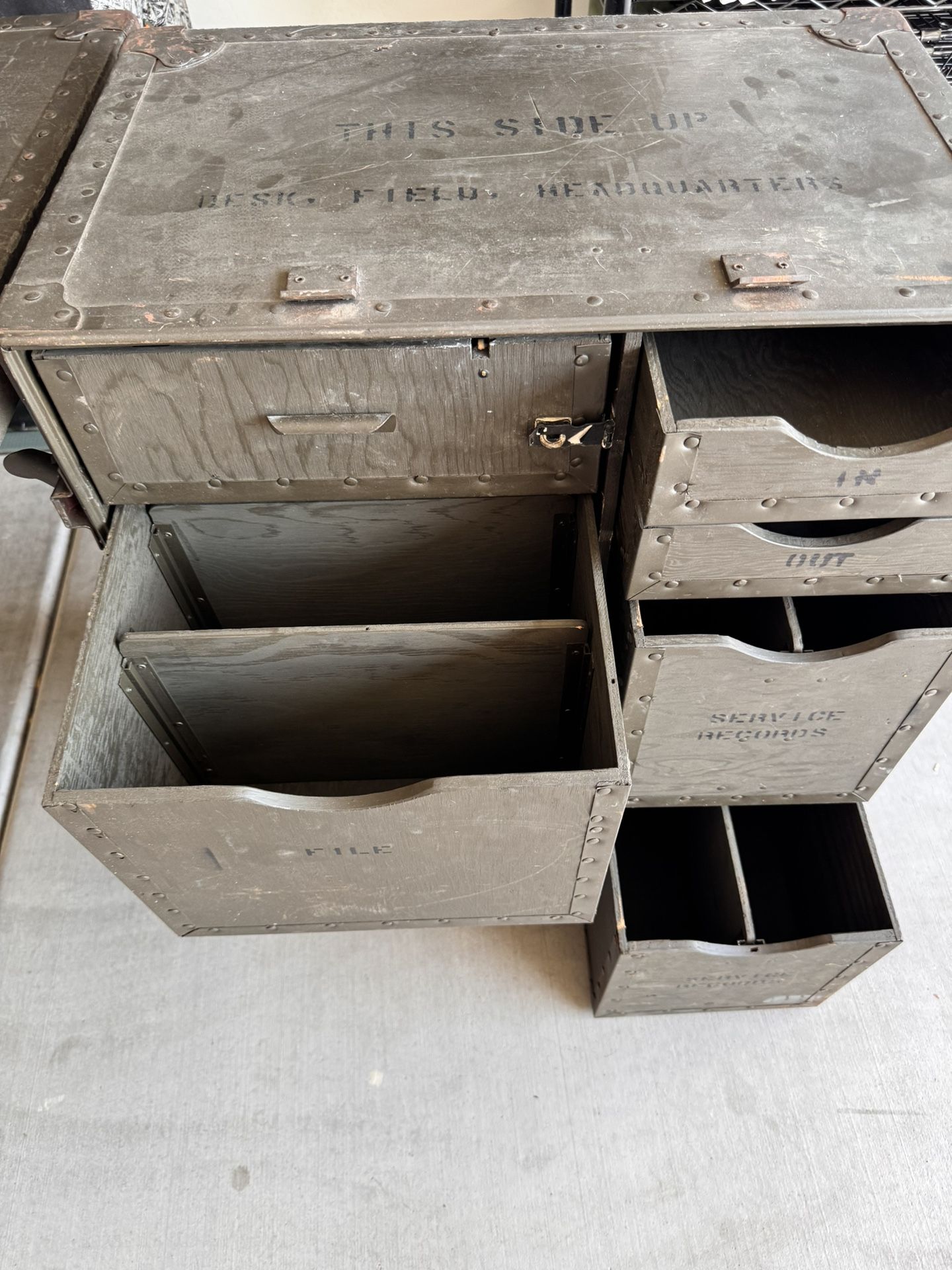 US Military Portable Officer's Field Desk Headquarters Table Trunk