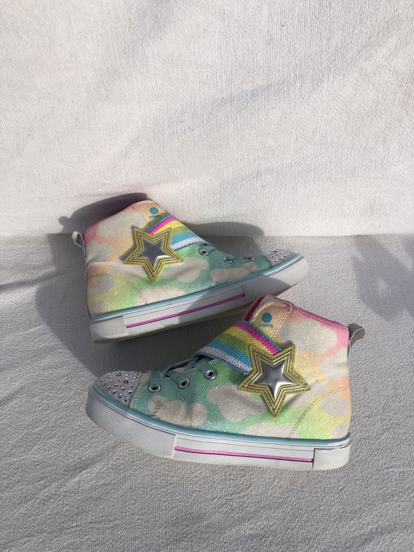 Girls twinkle shooting star bright rainbow light up Skechers