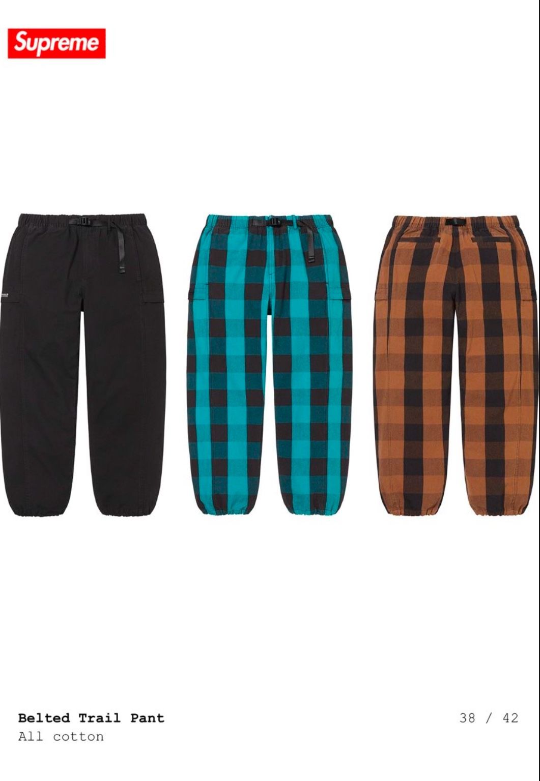 Supreme®️ Belted Trail Pants Sz Large Black