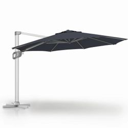 11FT Cantilever Patio Umbrella, Offset Umbrella Outdoor Patio, Unlimited Tilting System, Heavy Duty Large Umbrella with Cross Base.
