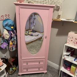 Beautiful Armor Pink With Drawer, Mirror And Shelves! Great Condition 