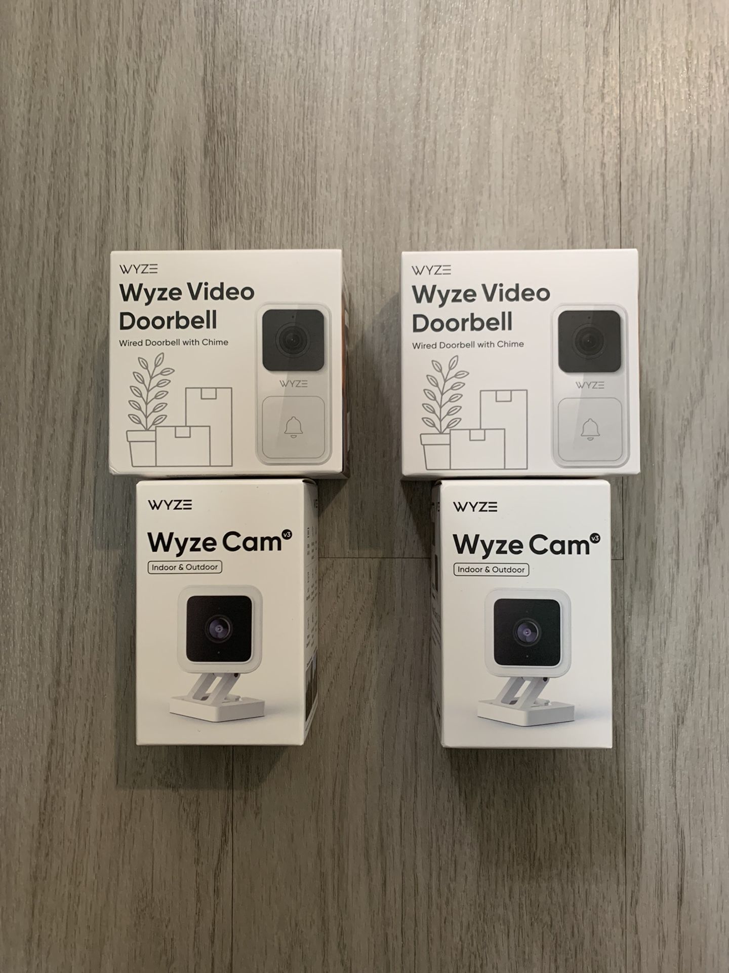2 Wyze Doorbell Wired With Chime & 2 Wyze Cam V3 Indoor & Outdoor Brand New 