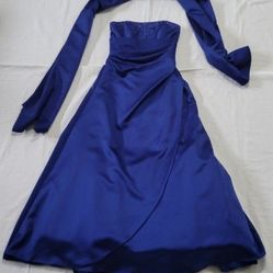 Gorgeous! Prom Dress/ Evening Gown David's Bridal Blue Size 4 Style # F11165