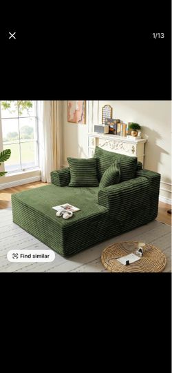 Oversized Lounge Chair, Boneless Chaise Lounge Living Room Corduroy sofa,Upholstered Fluffy cloud sofa bed with Throw Pillows, No Assembly Required, I