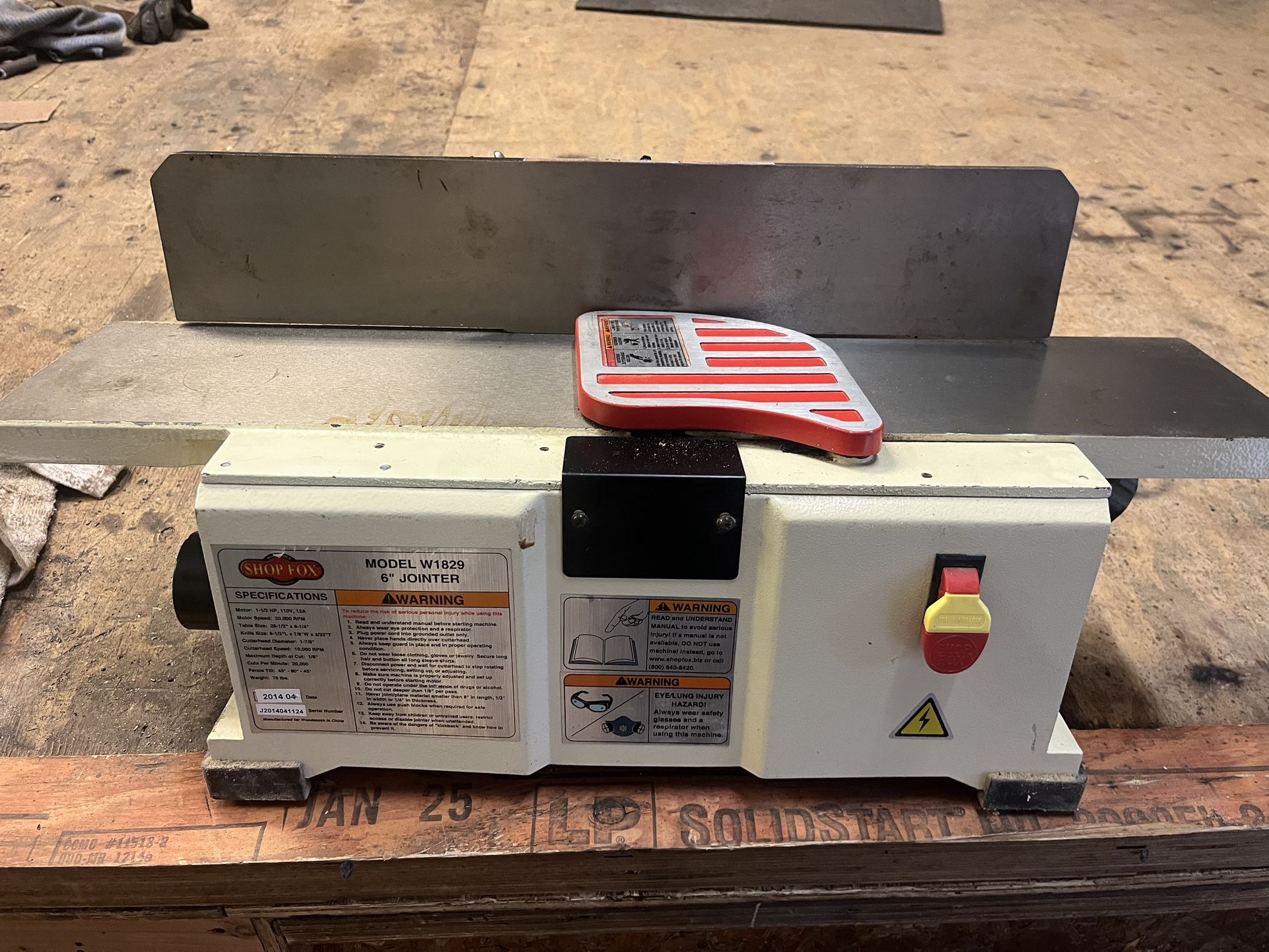 Shop fox W1829 Jointer
