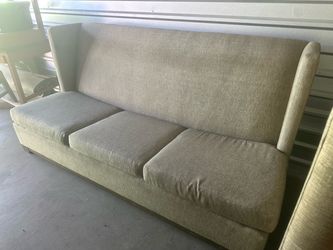 High-Backed Gray Fabric 3-Seat Sofa