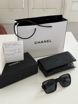 Authentic Chanel black square sunglasses