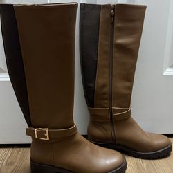 Brown knee high boots