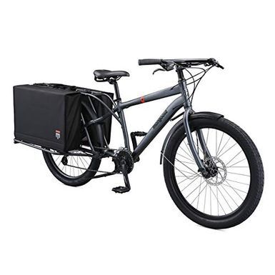 Mongoose Envoy Urban Cargo Bike with 26-Inch Wheels in Grey