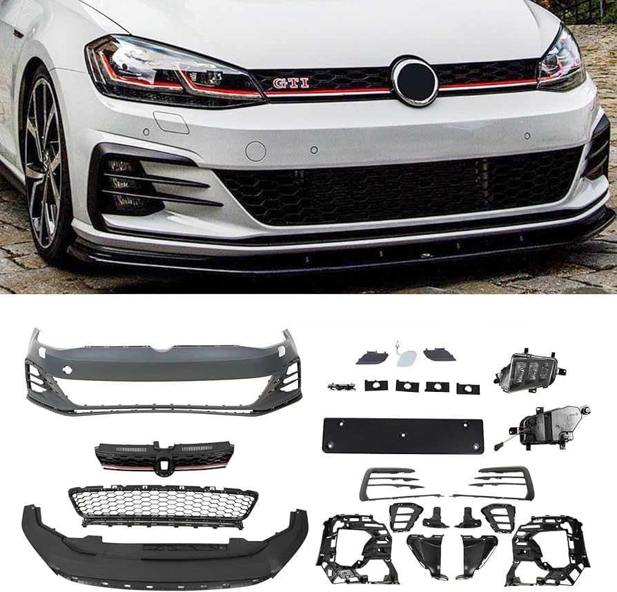 PENSUN Gti Style Front Bumper Cover Kit Fit For 2017-2020 Volkswagen VW Golf 7.5 MK7.5