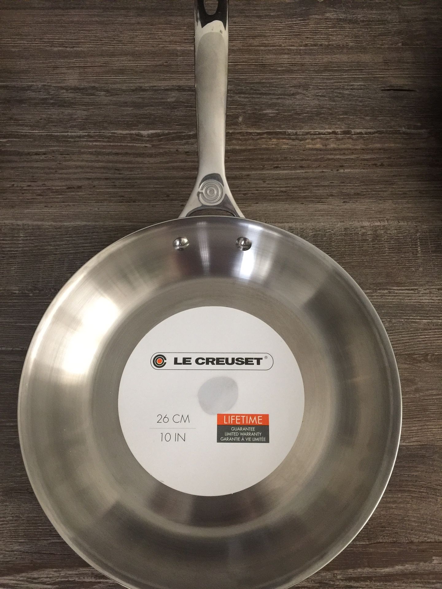 New/Unused 10” Le Creuset Stainless Steel Fry Pan