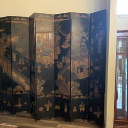Large Vintage Chinese Coromandel 8-fold Screen 