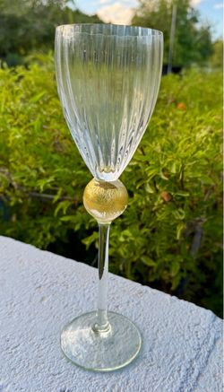 Eight (8) Union Street Glass Manhattan 10 3/8” Claret Wine Glasses 24K Gold Vintage