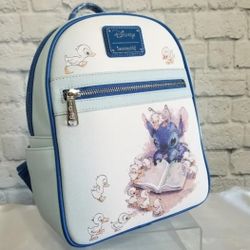Loungefly Lilo and Stitch Ducklings Storytime Blue Disney Mini Backpack Bag New

