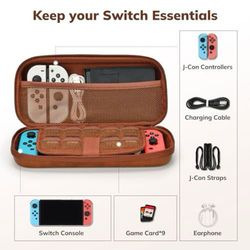 Younik Nintendo Switch / Switch OLED PU Leather Travel Case Brown YKY-026