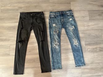 American Eagle Black and Blue Jeans