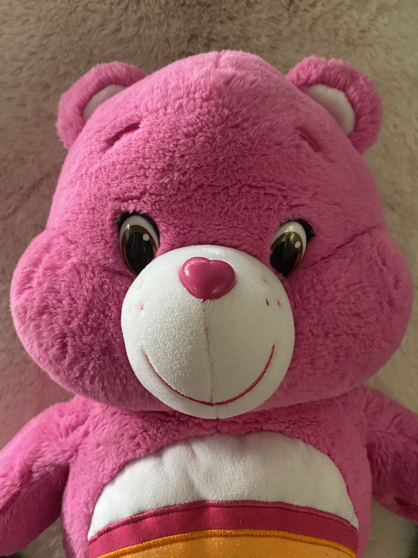 CARE BEARS Cheer Bear 20” 2015 JUMBO LARGE Soft Plush Rainbow Pink Stuffed Animal