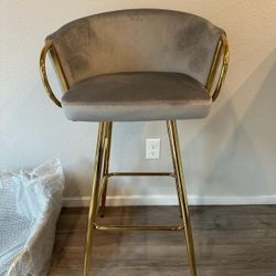 4 Gray Gold Barstools(Seat H30")_Brand New Unassembled 