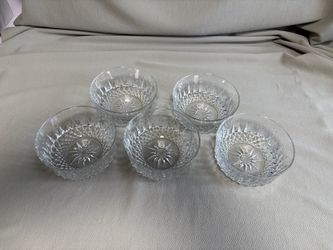 Set of 5 Arcoroc USA Clear Glass Diamond Starburst Salad, Fruit, Dessert, Cereal Bowls