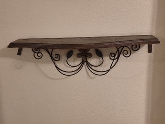 Wrought Iron And Wood Shelf